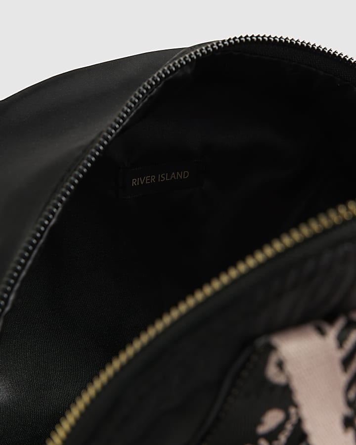 Girls Black Nylon Script Backpack