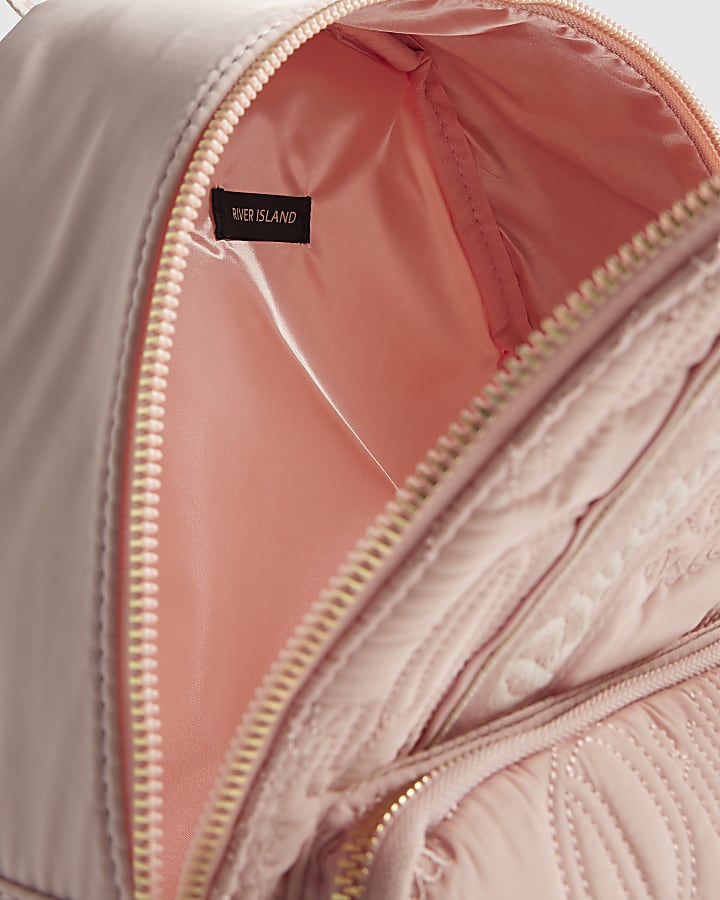 Girls Pink Nylon Script Backpack