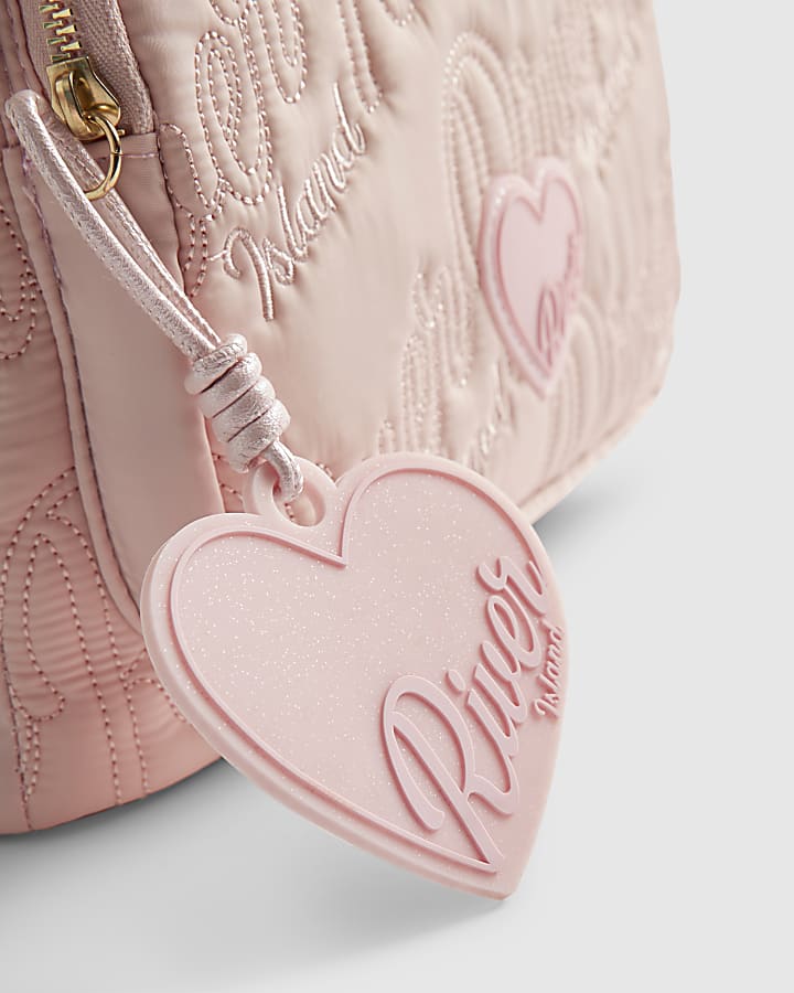 Girls Pink Nylon Script Backpack