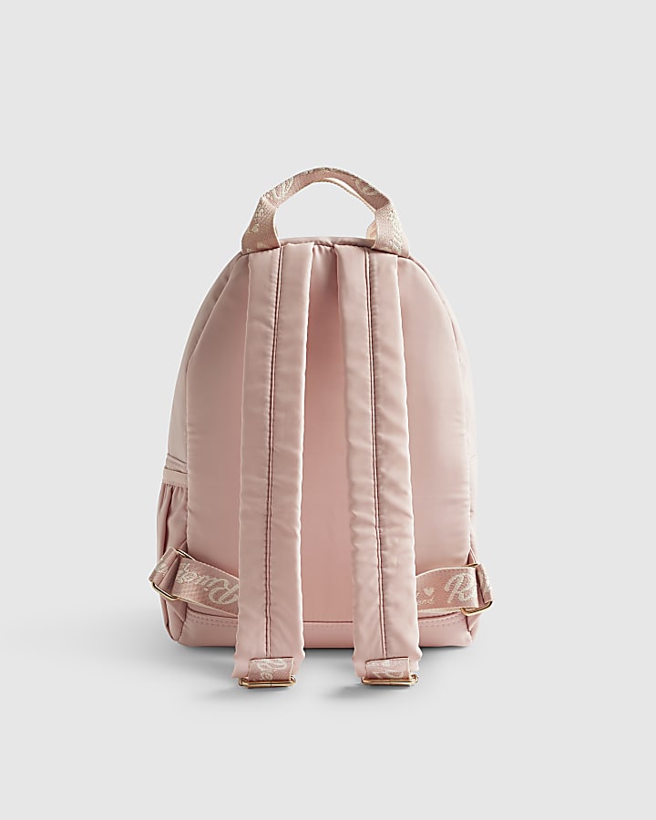 Girls Pink Nylon Script Backpack