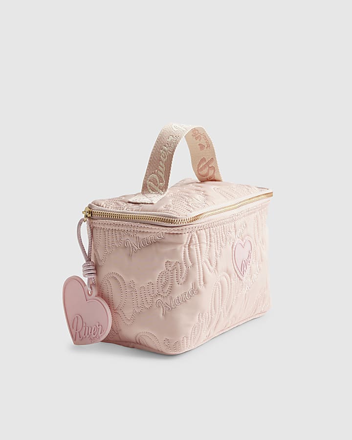 Girls Pink Nylon Script Lunchbox