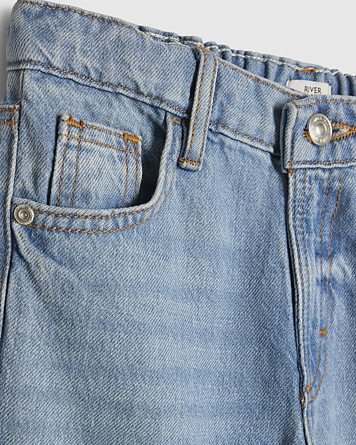 Girls Blue Ripped Straight Jeans