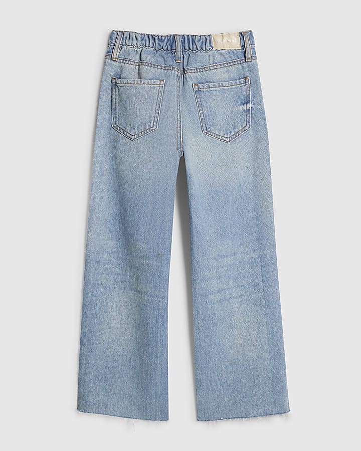 Girls Blue Ripped Straight Jeans