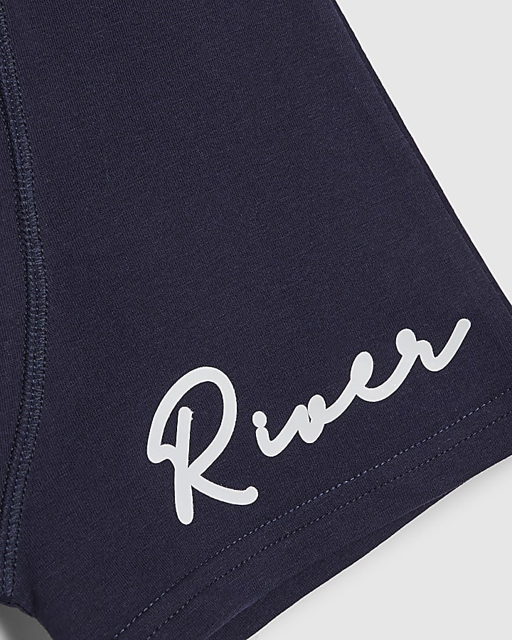 Boys Navy Script Pack Of 5 Boxers
