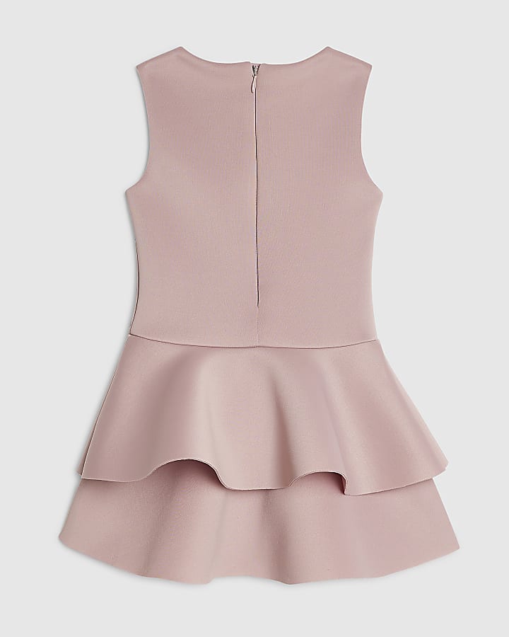 Mini Girls Pink Bow Frill Dress