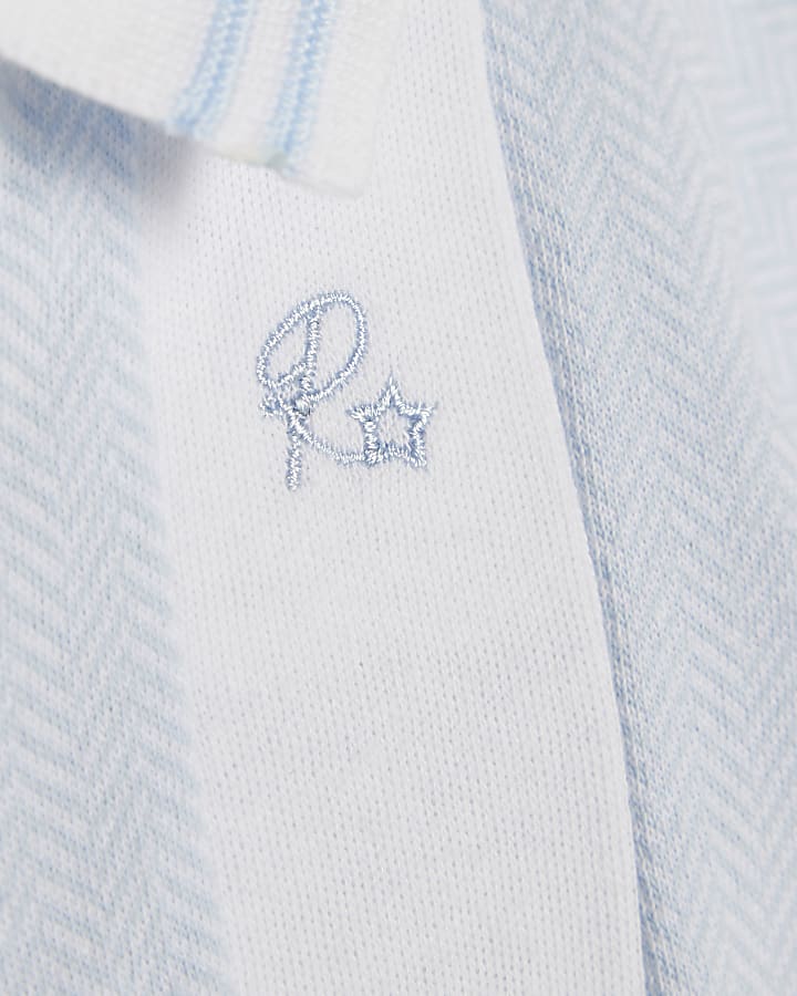 Baby Boys Blue Stripe Polo Shirt Set