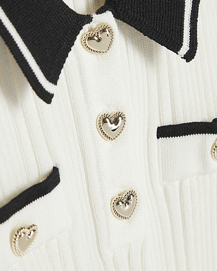 Mini Girls Cream Knitted Flippy Dress