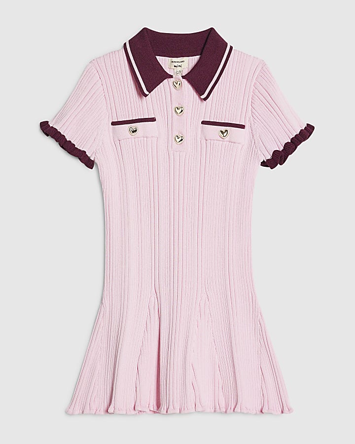 Mini Girls Pink Knitted Flippy Dress