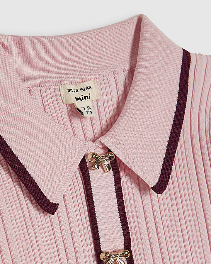 Mini Girls Pink Peplum Top & Trousers Set