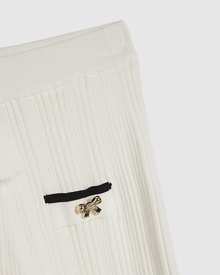 Mini Girls Cream Peplum Top & Trouser Set