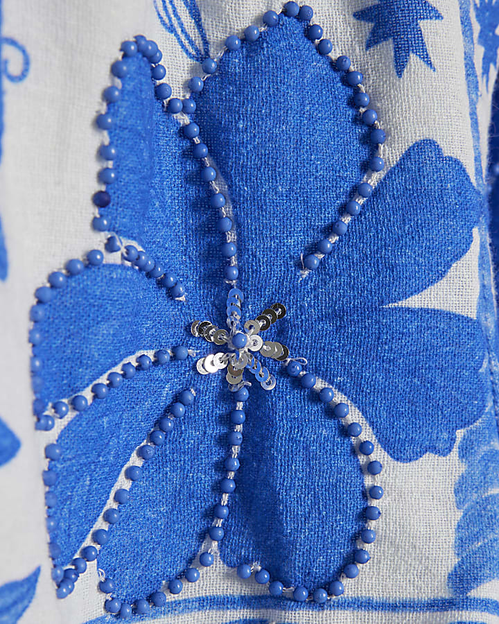 Girls Blue Parrot Shirt & Short Set