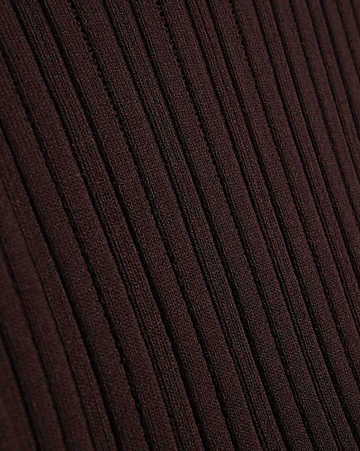 Girls Brown Whipstitch Top & Trouser Set