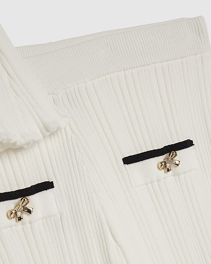 Girls Cream Peplum Trousers Set
