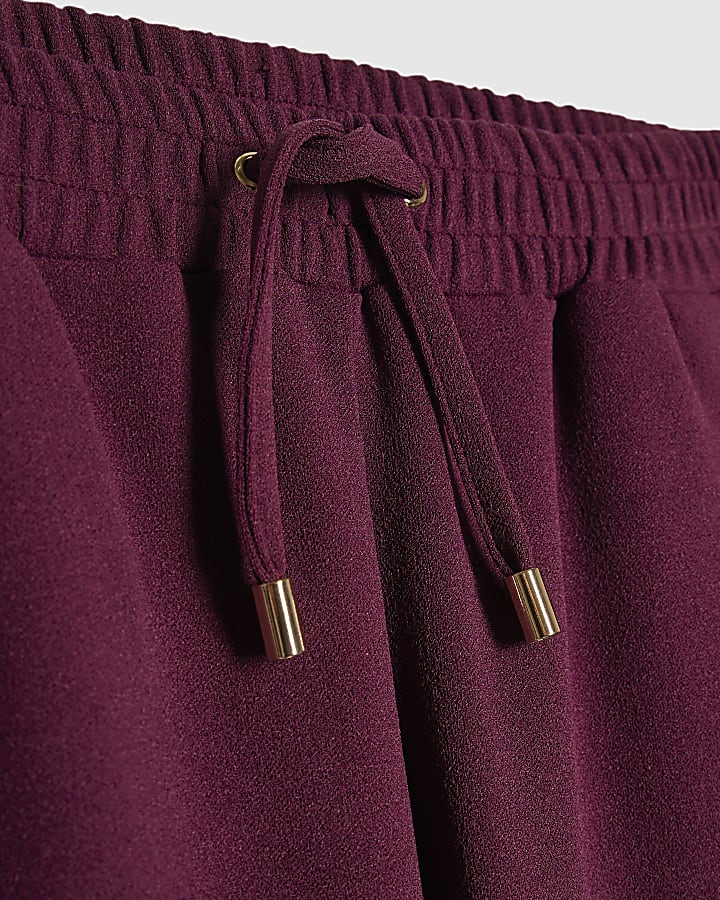 Girls Red Wide Leg Bow Side Stripe Trousers  