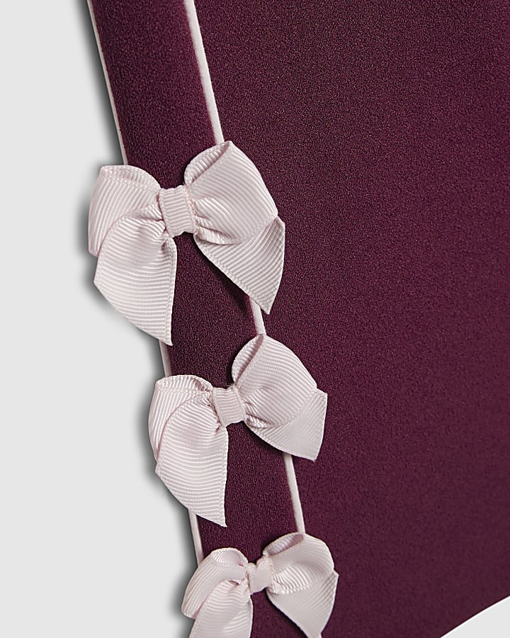 Girls Red Wide Leg Bow Side Stripe Trousers  