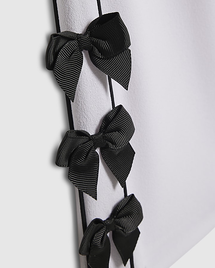 Girls White Wide Leg Bow Side Stripe Trousers