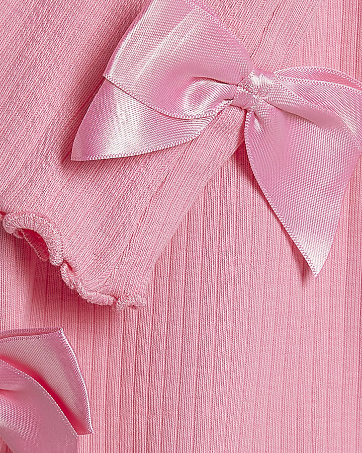 Mini Girls Cream Bow T-Shirt Set