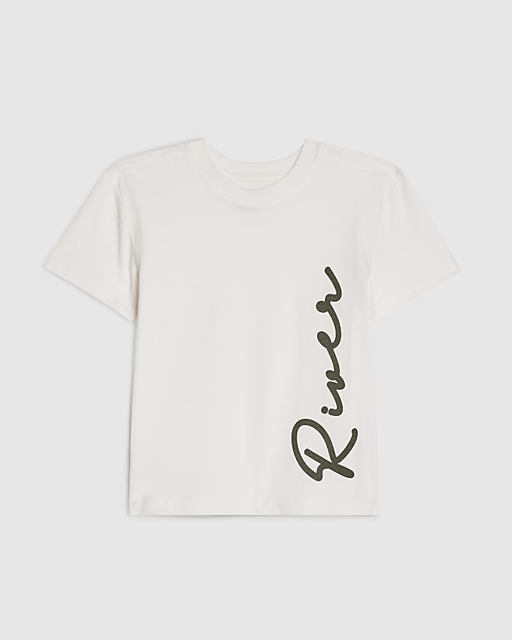 Mini Boys White Regular Fit River T-Shirt