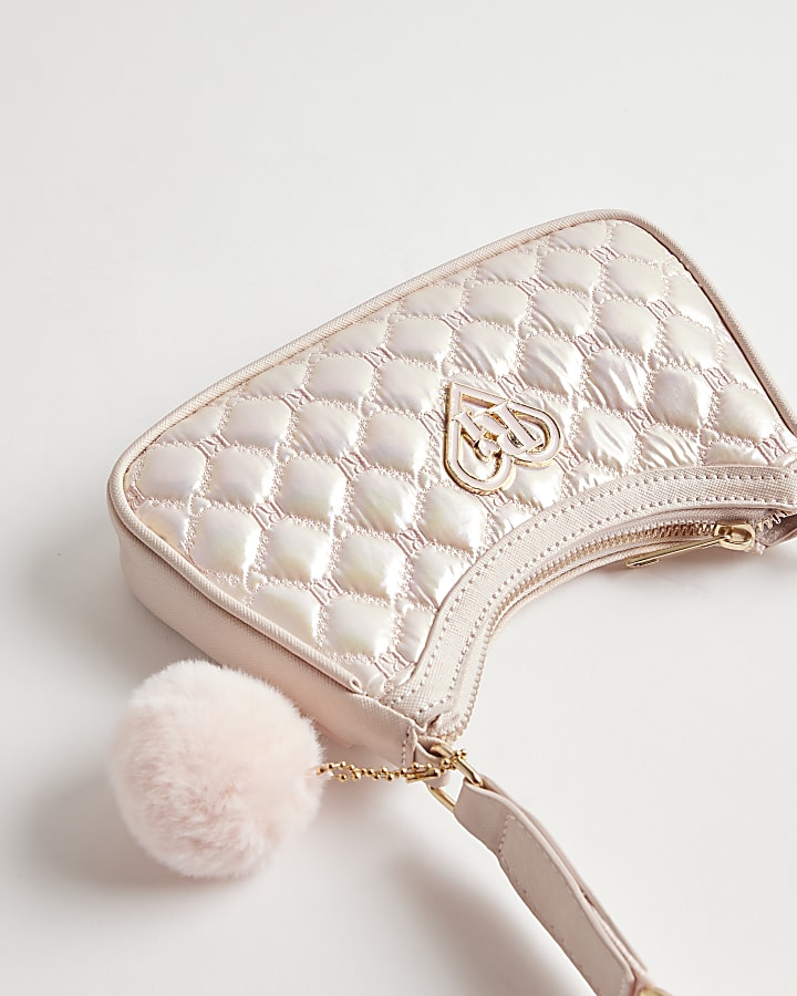 Girls Pink Iridescent Scoop Bag