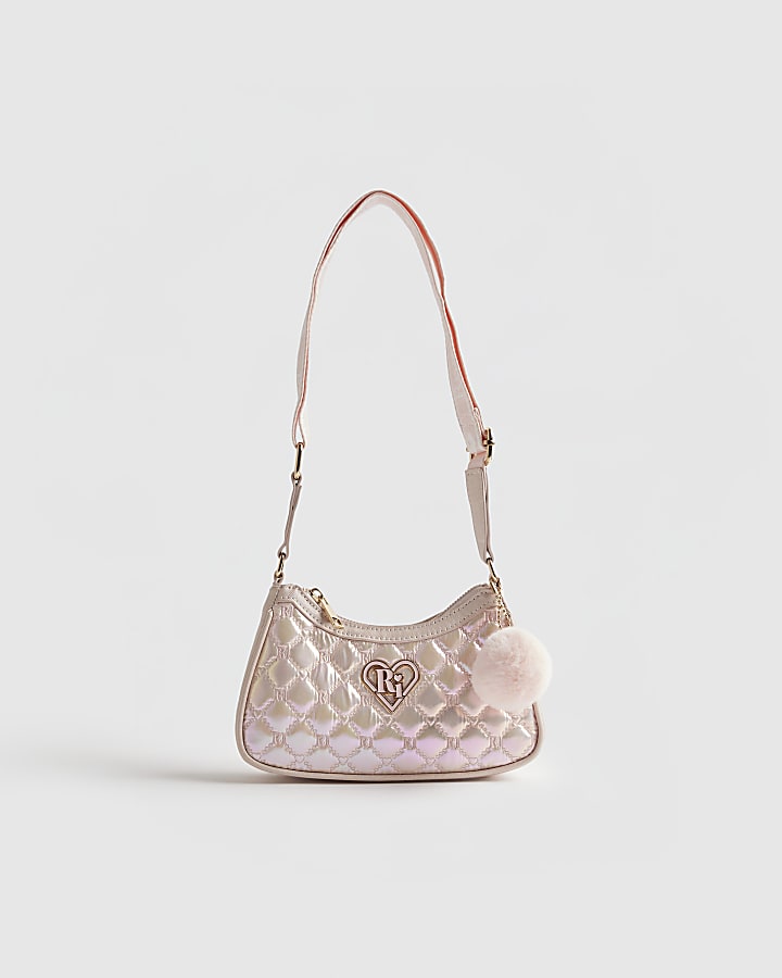 Girls Pink Iridescent Scoop Bag