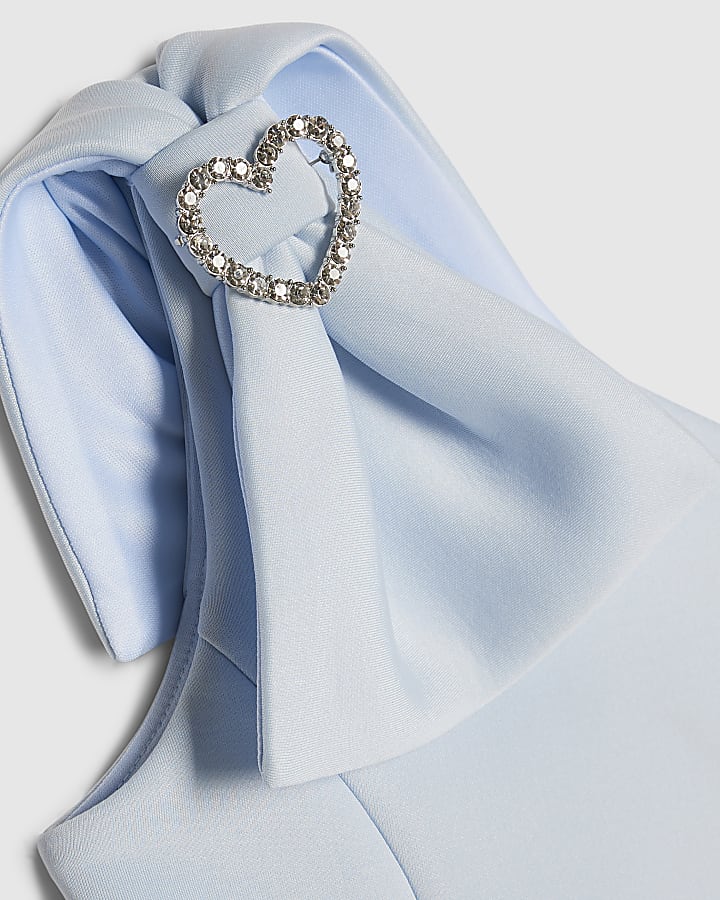 Girls Blue One Shoulder Premium Dress