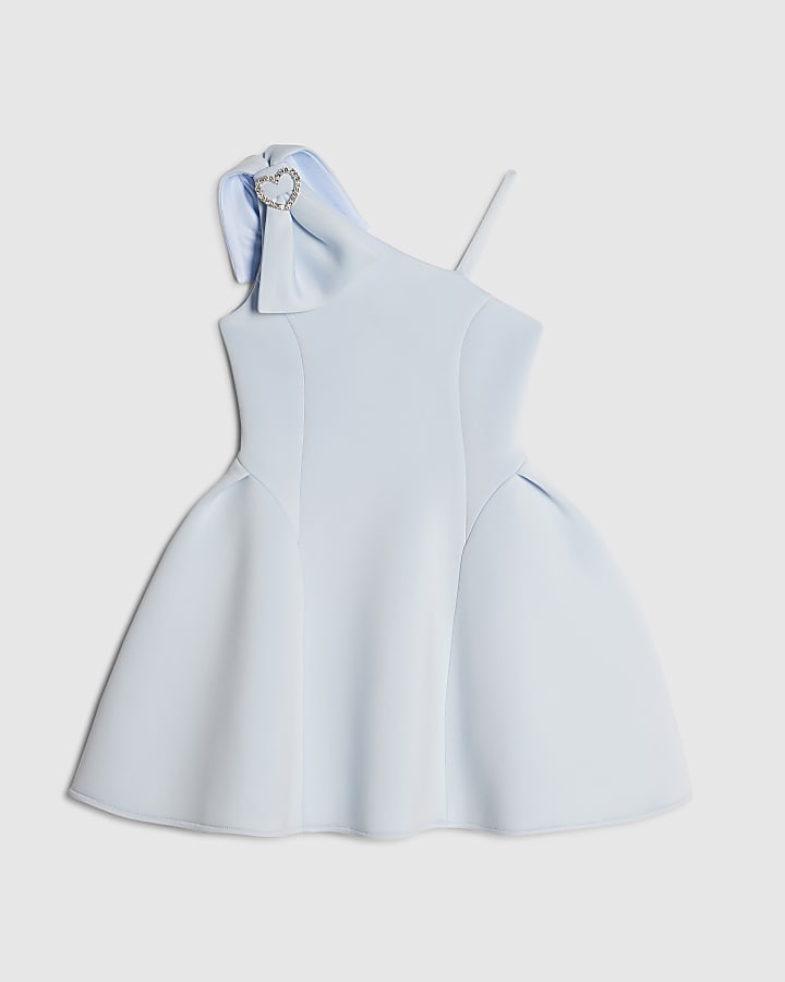 Girls Blue One Shoulder Premium Dress