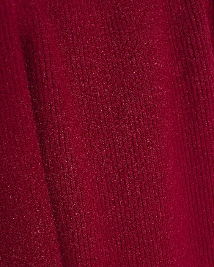 Girls Red Long Sleeve Cosy Rib Sweatshirt Set