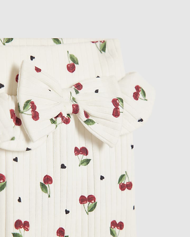 Baby Girls White Cutie Cherry Bear Top Set