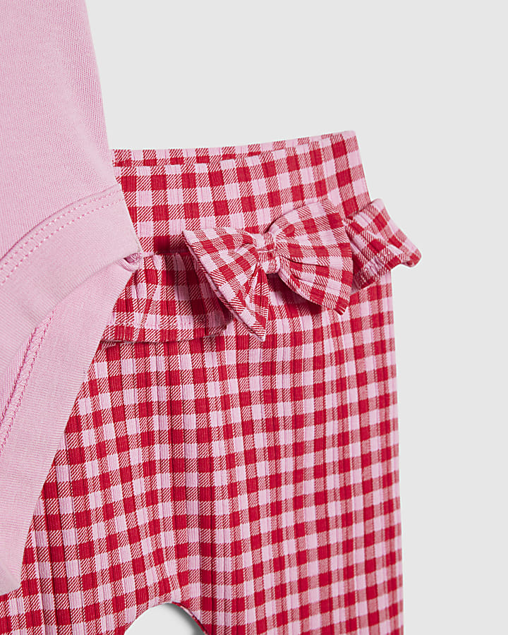 Baby Girls Pink Gingham Leggings Set