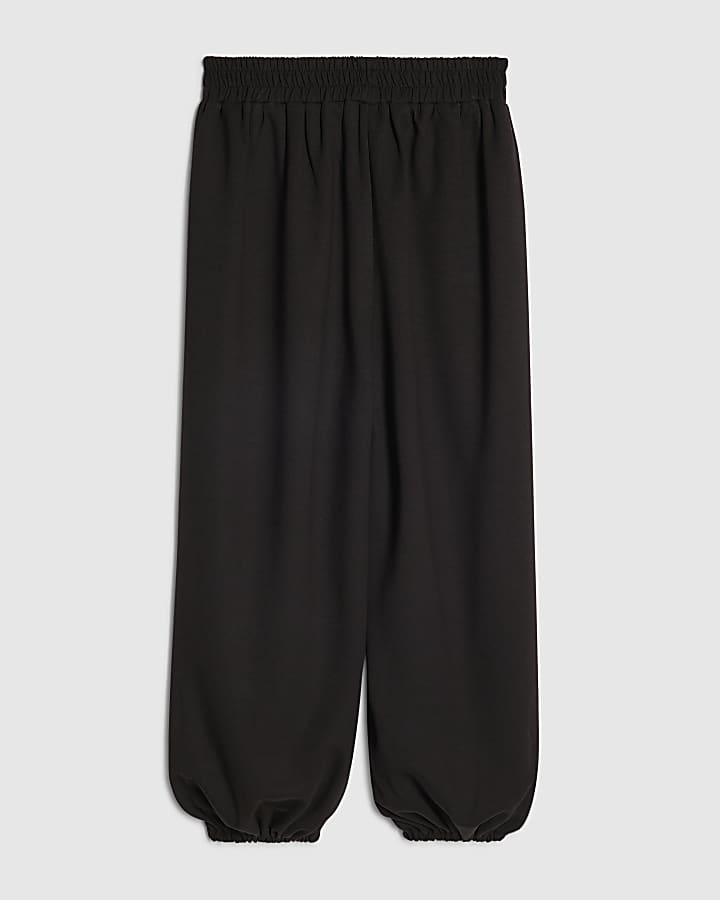 Girls Black Balloon Leg Trousers
