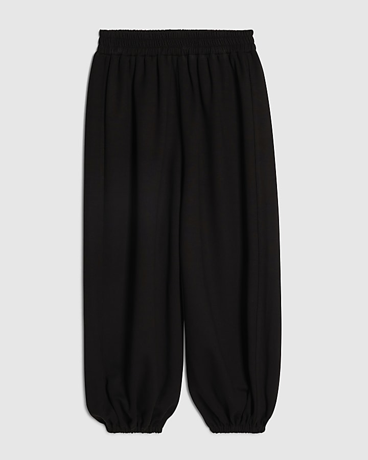 Girls Black Balloon Leg Trousers