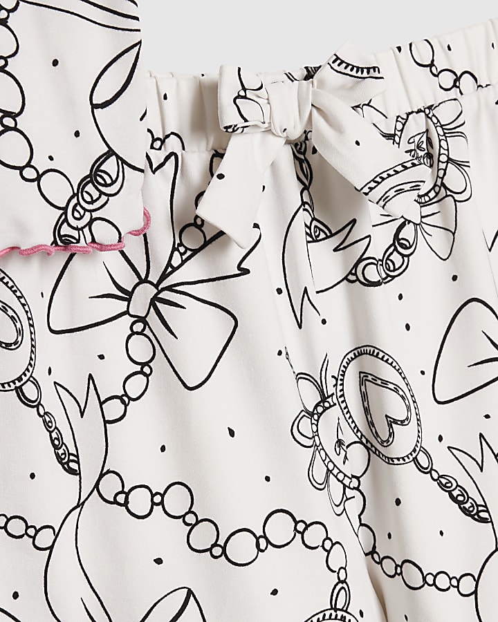 Girls Cream Bow Chain Pyjamas Set