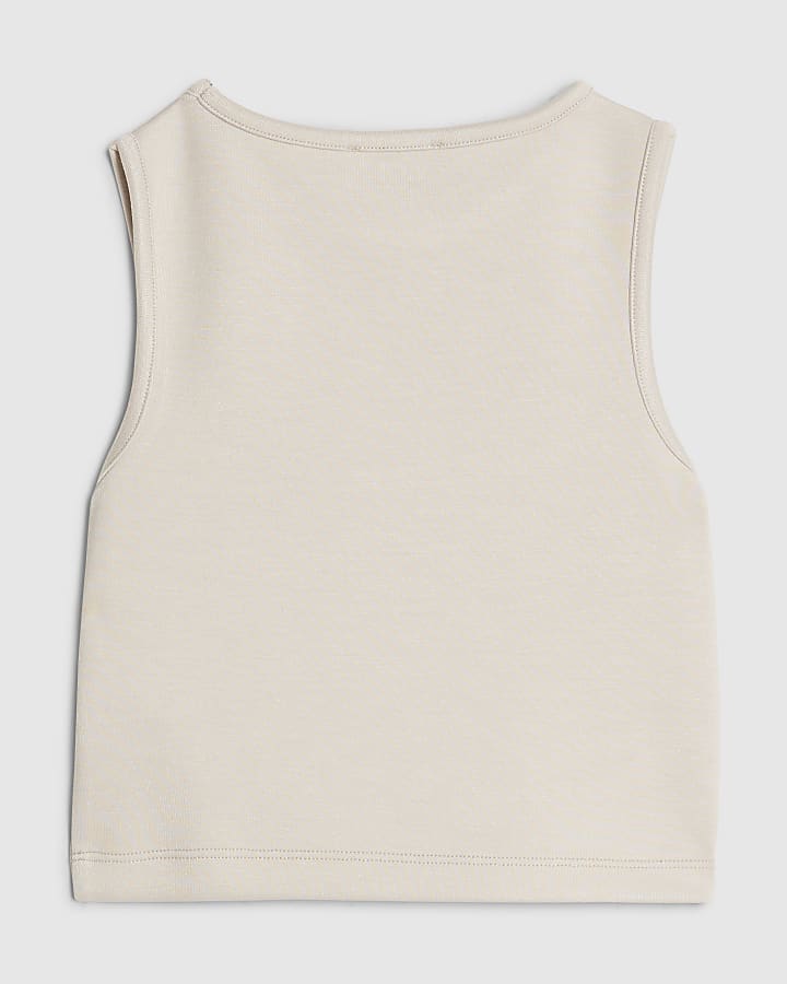 Girls Cream Stud Tank Top