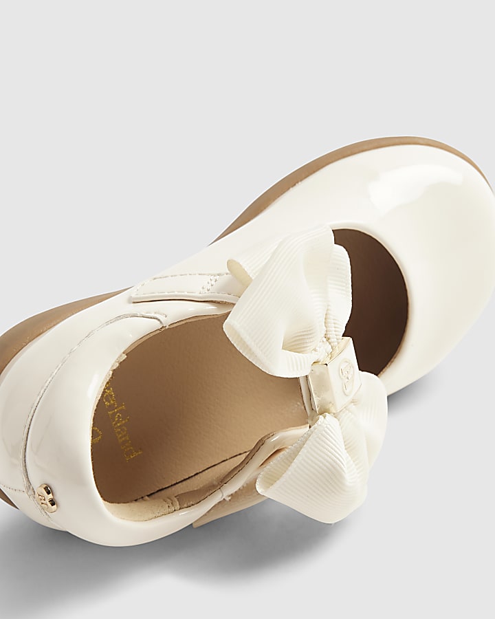 Mini Girls Cream Bow Mary Jane Shoes