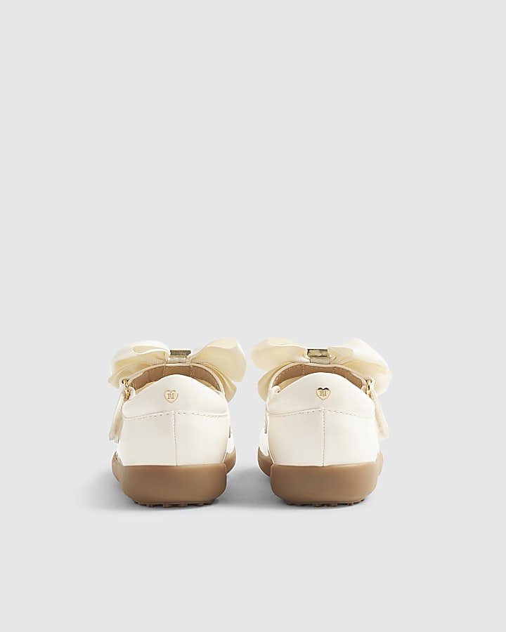 Mini Girls Cream Bow Mary Jane Shoes