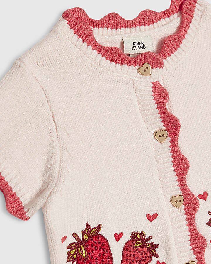 Baby Girls Pink Strawberry Cardigan Set