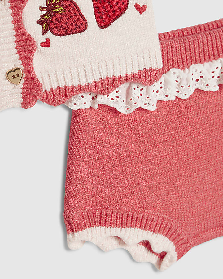 Baby Girls Pink Strawberry Cardigan Set