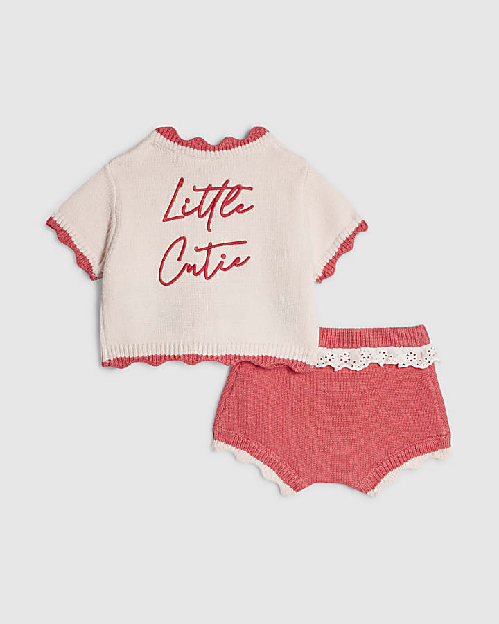 Baby Girls Pink Strawberry Cardigan Set