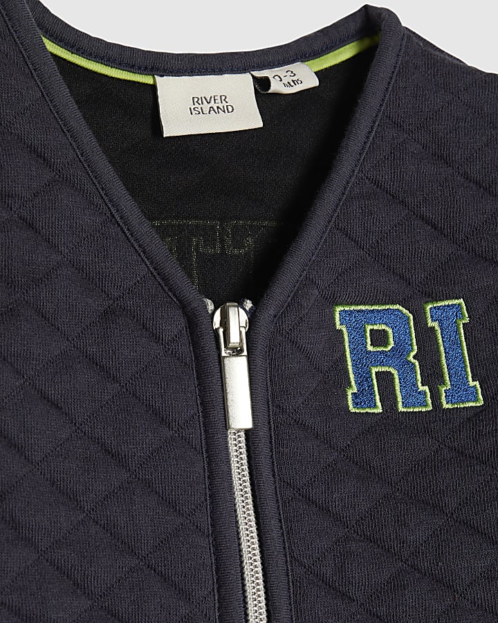 Baby Boys Navy Quilted Gilet Set