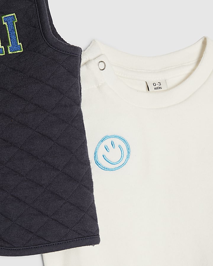 Baby Boys Navy Quilted Gilet Set