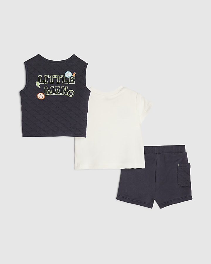 Baby Boys Navy Quilted Gilet Set