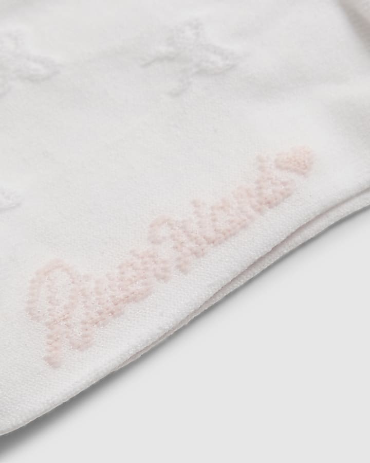 Girls White Bow Pack Of 5 Knee High Socks