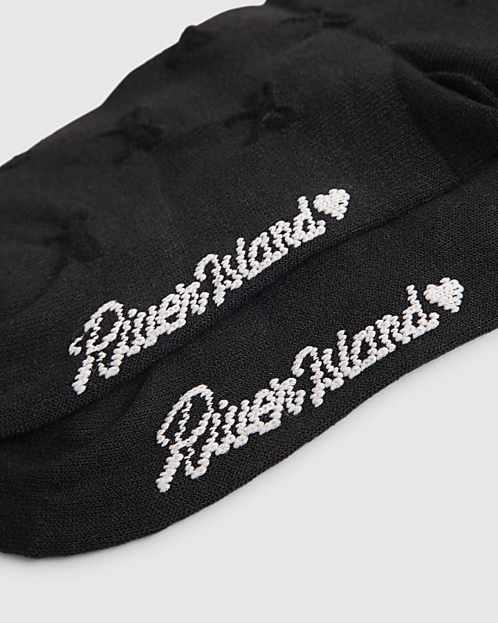 Girls Black Pack Of 2 Knee High Socks