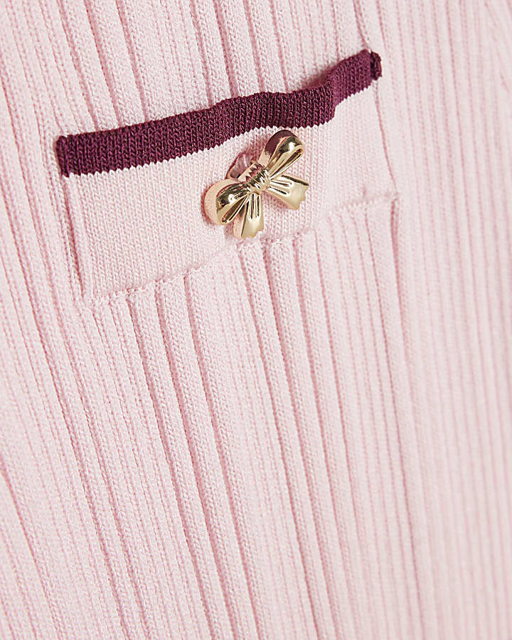 Girls Pink Peplum Hem Polo Shirt Set