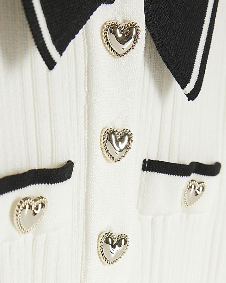 Girls Cream Knitted Flippy Dress