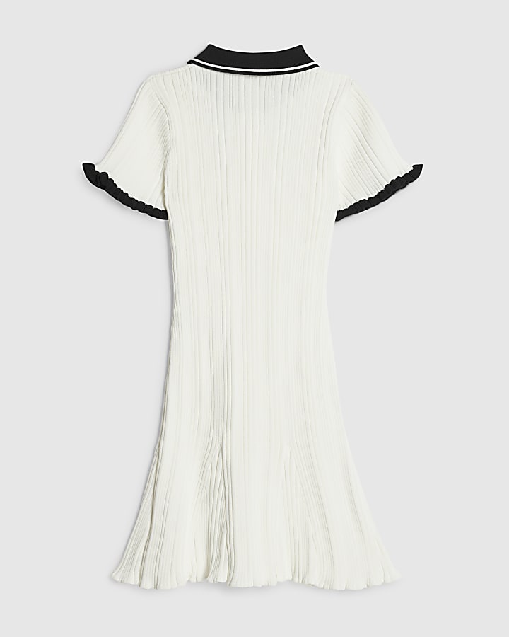 Girls Cream Knitted Flippy Dress