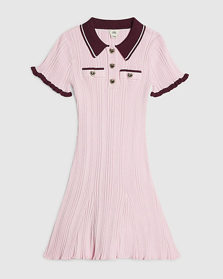 Girls Pink Knitted Flippy Dress