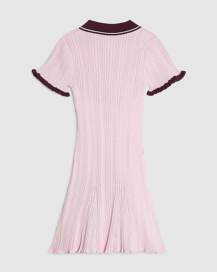 Girls Pink Knitted Flippy Dress