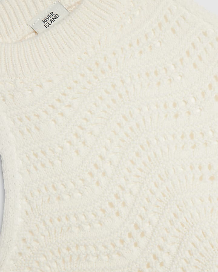 Girls Cream Crochet Trouser Set