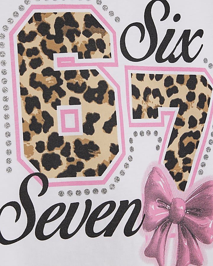 Girls White Six Seven 67 Crop T-Shirt